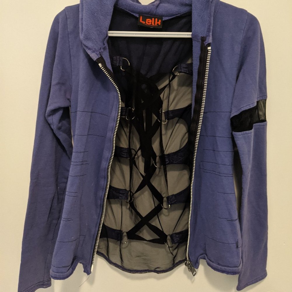Lelk purple and black goth corset hoodie